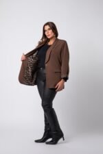 Blazer coupe droite doublure Léopard Lara marron