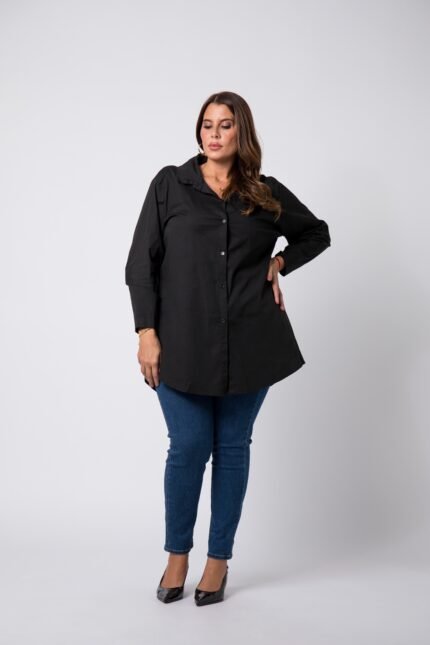 Chemise grande taille Noire Caroline - 1