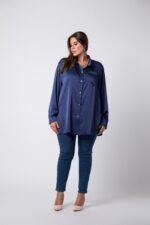 Chemise satinée grande taille Bleu Nayra - 1