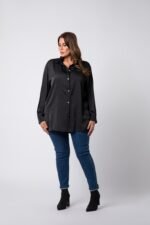 Chemise satinée grande taille Noire Nayra - 1