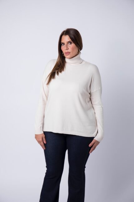 Col roulé en maille blanc Colette