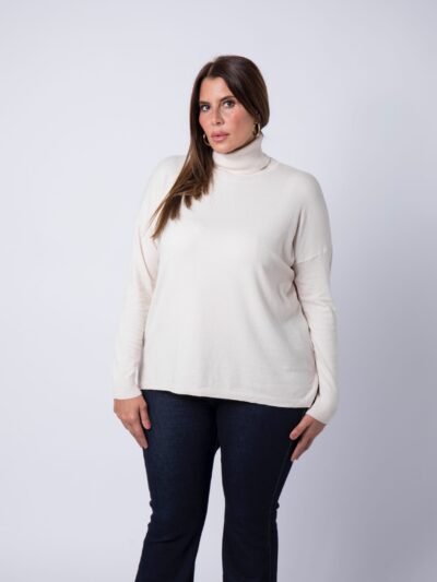 Col roulé en maille blanc Colette