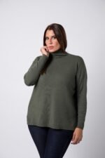 Col roulé grande taille Kaki Colette - 1