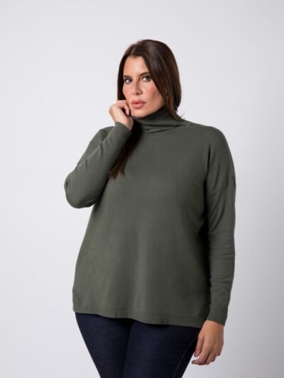 Col roulé grande taille Kaki Colette - 1