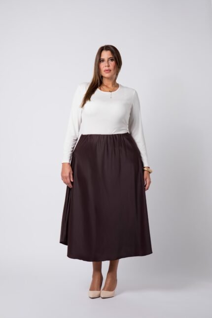 Jupe en Satin Sia marron