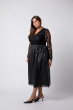 Jupe Simili-cuir & Dentelle - Maria