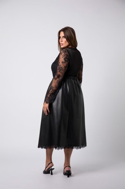 Jupe Simili-cuir & Dentelle - Maria