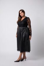 Jupe Simili-cuir & Dentelle - Maria