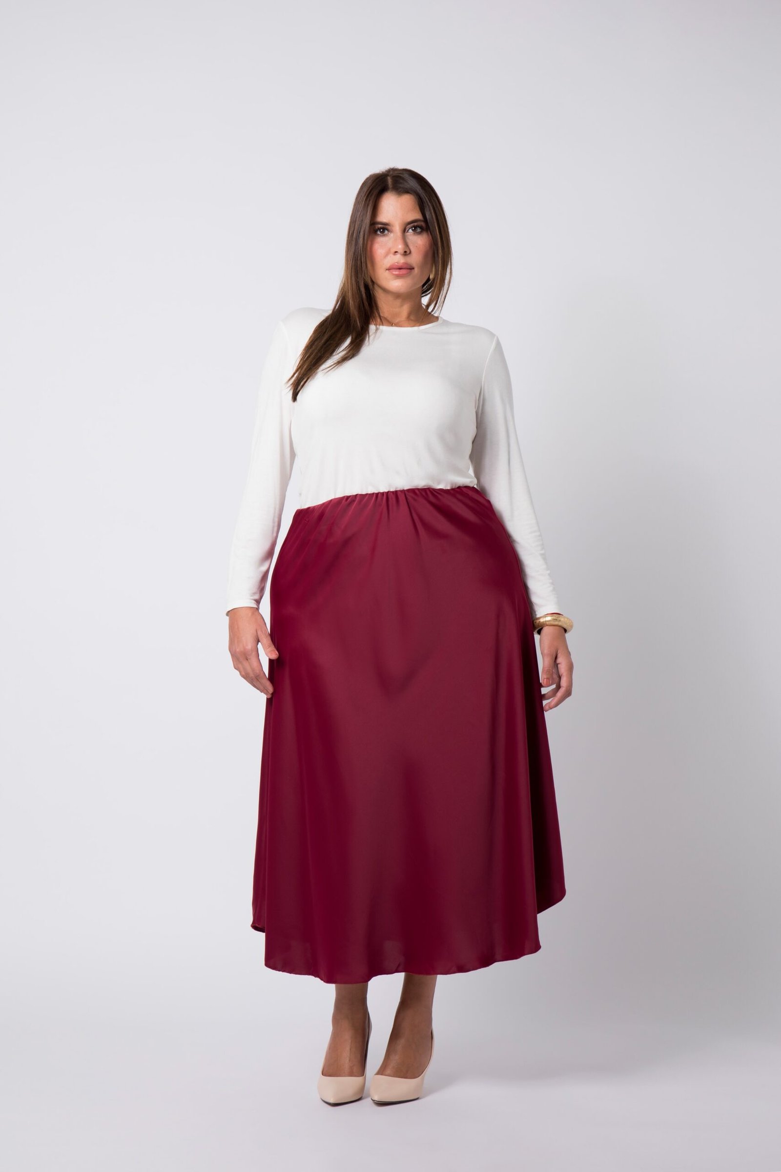 Jupe grande taille Bordeaux Sia - 1 Jupe grande taille Bordeaux Sia - 1