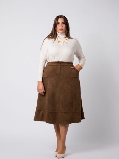 Jupe grande taille suédine Choco Irina - 1