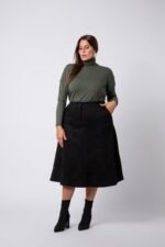 Jupe grande taille suédine Noir Irina