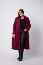 Manteau avec ceinture grande taille Bordeaux Paloma