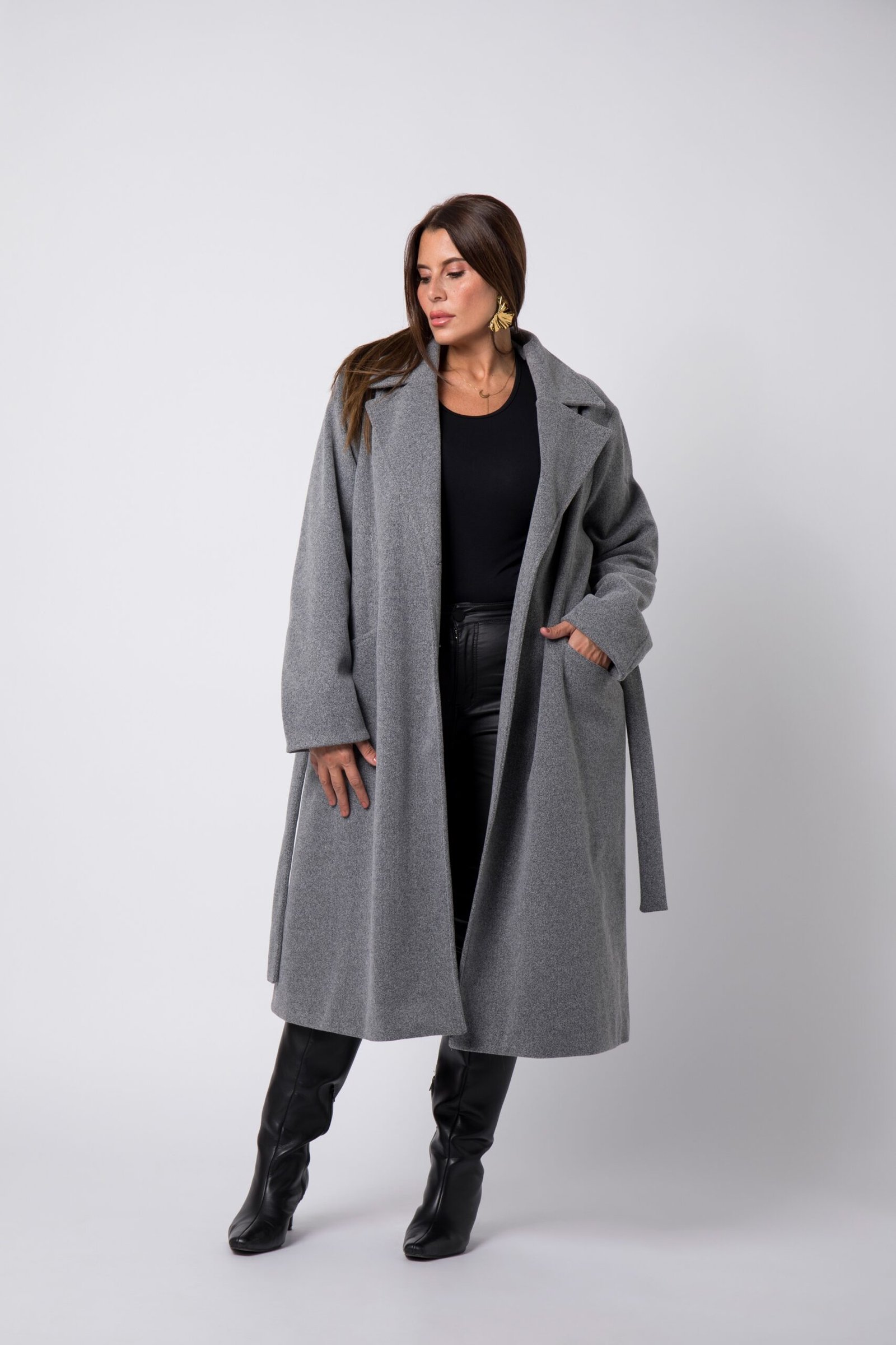 Manteau grande taille Gris clair Paloma femmes rondes