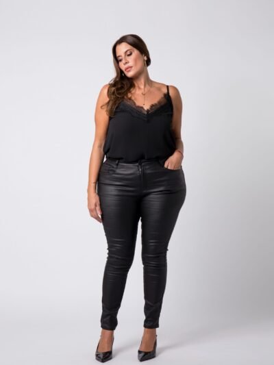 Pantalon similicuir grande taille Noir Sienna - 1