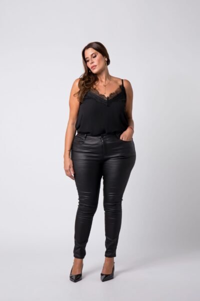 Pantalon similicuir grande taille Noir Sienna - 1