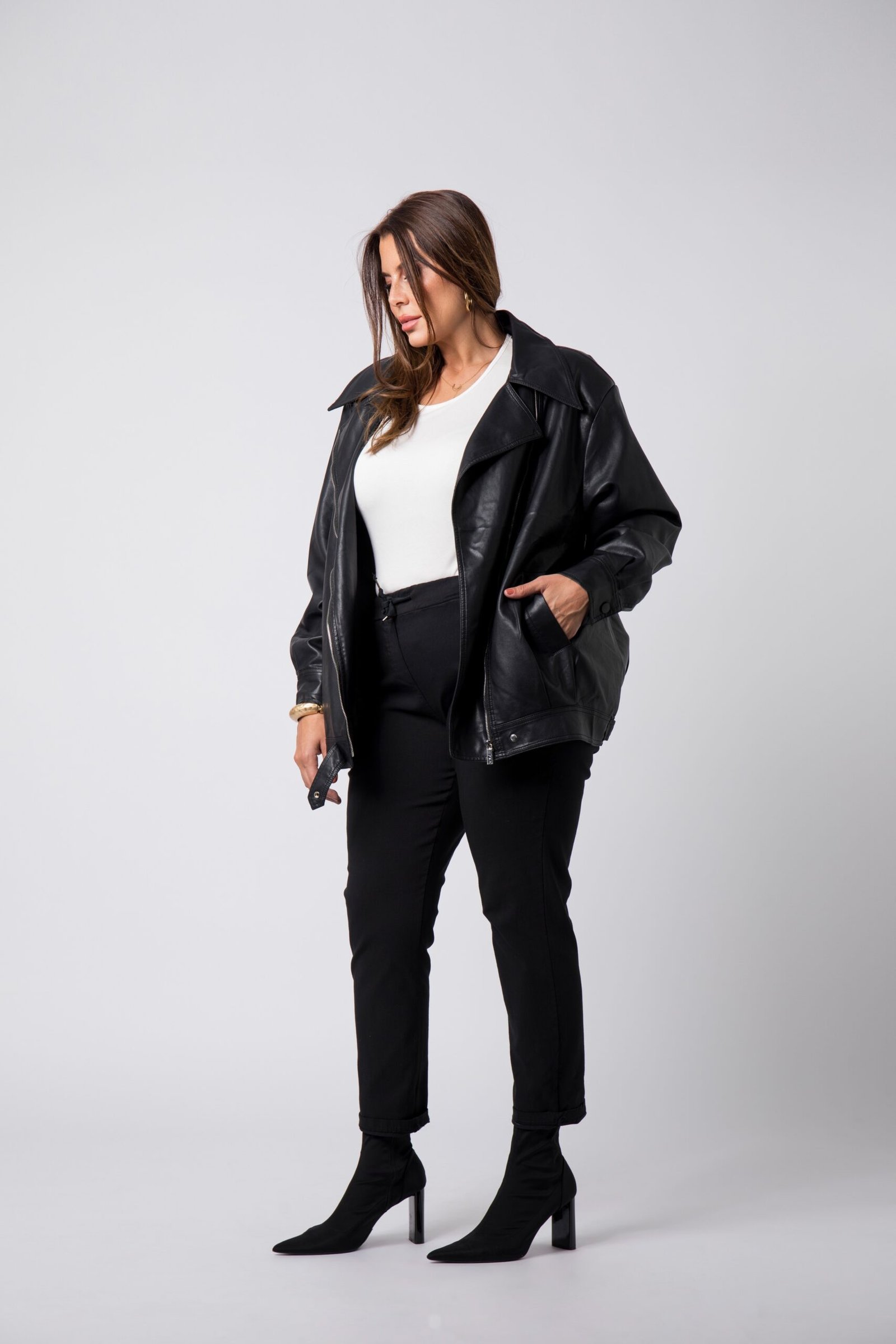 Perfecto long grande taille Noir Paola