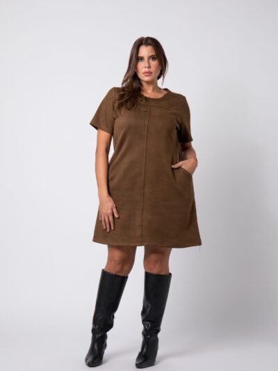 Robe en Suédine grande taille Choco Savéria