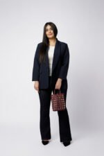 Sac en cuir grainé à clous lie de vin CLAUDIA