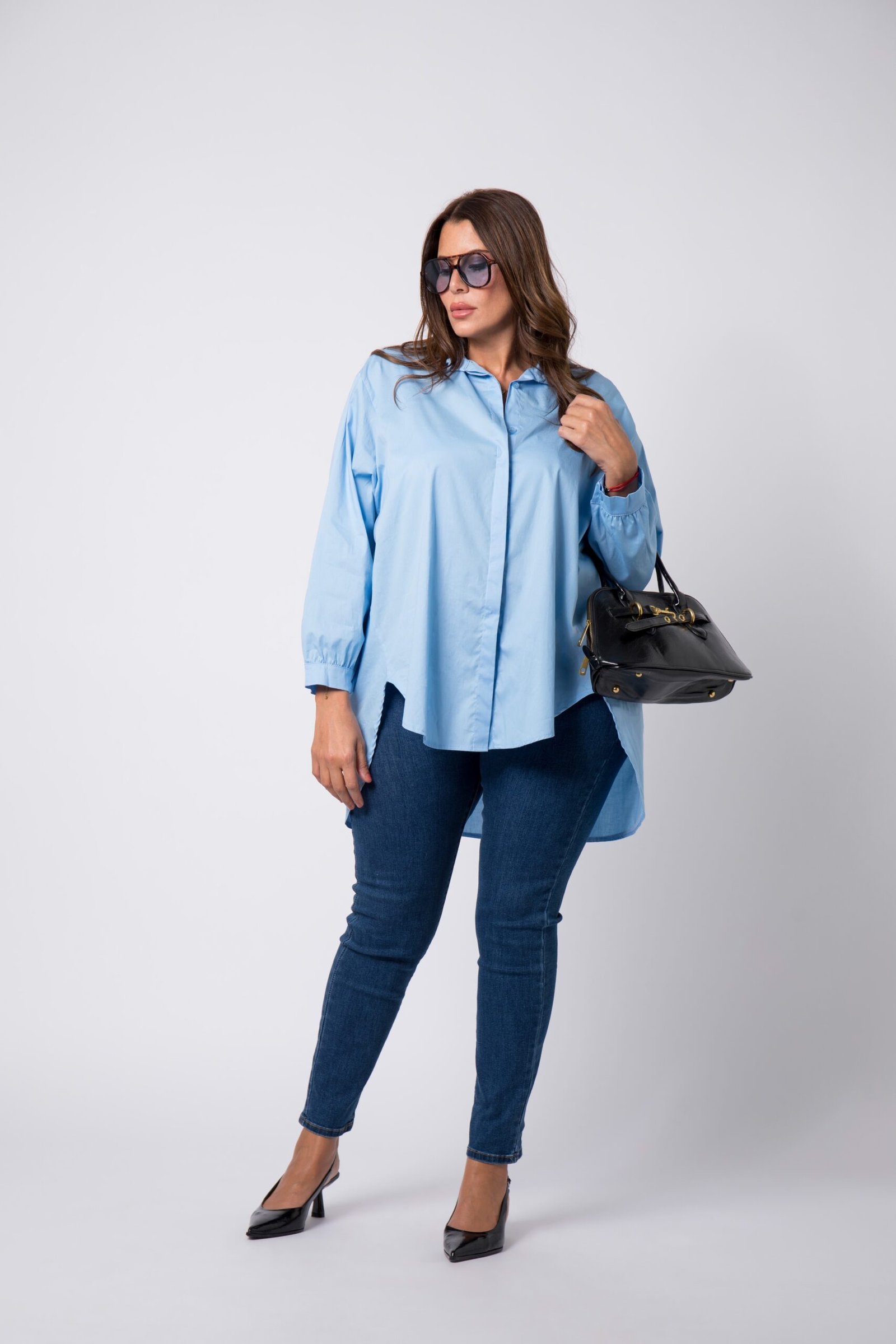 Shop the Look - Chemise Julia, Jegging Jennyfer et Sac Vanina jean grande taille