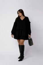 Sweat volanté SHIRLEY sac en cuir grainé à clous CLAUDIA