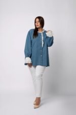 Blouse jean et broderie anglaise - JEANNE