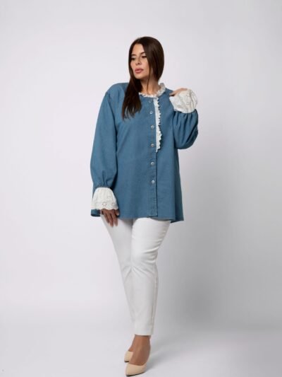 Blouse jean et broderie anglaise - JEANNE