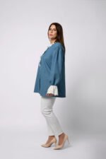 Blouse jean et broderie anglaise - JEANNE – Image 2