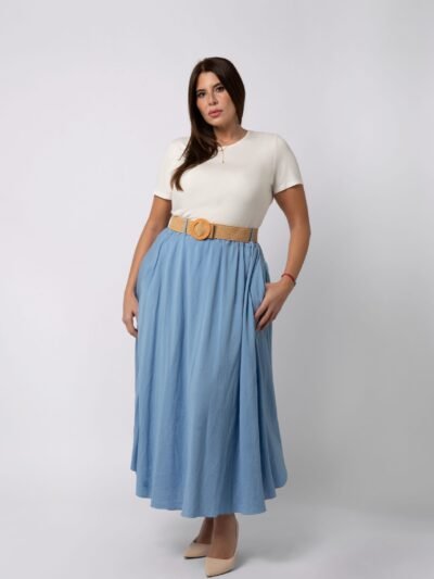 JUPE UNIE AVEC CEINTURE ET POCHES - FLORENCE