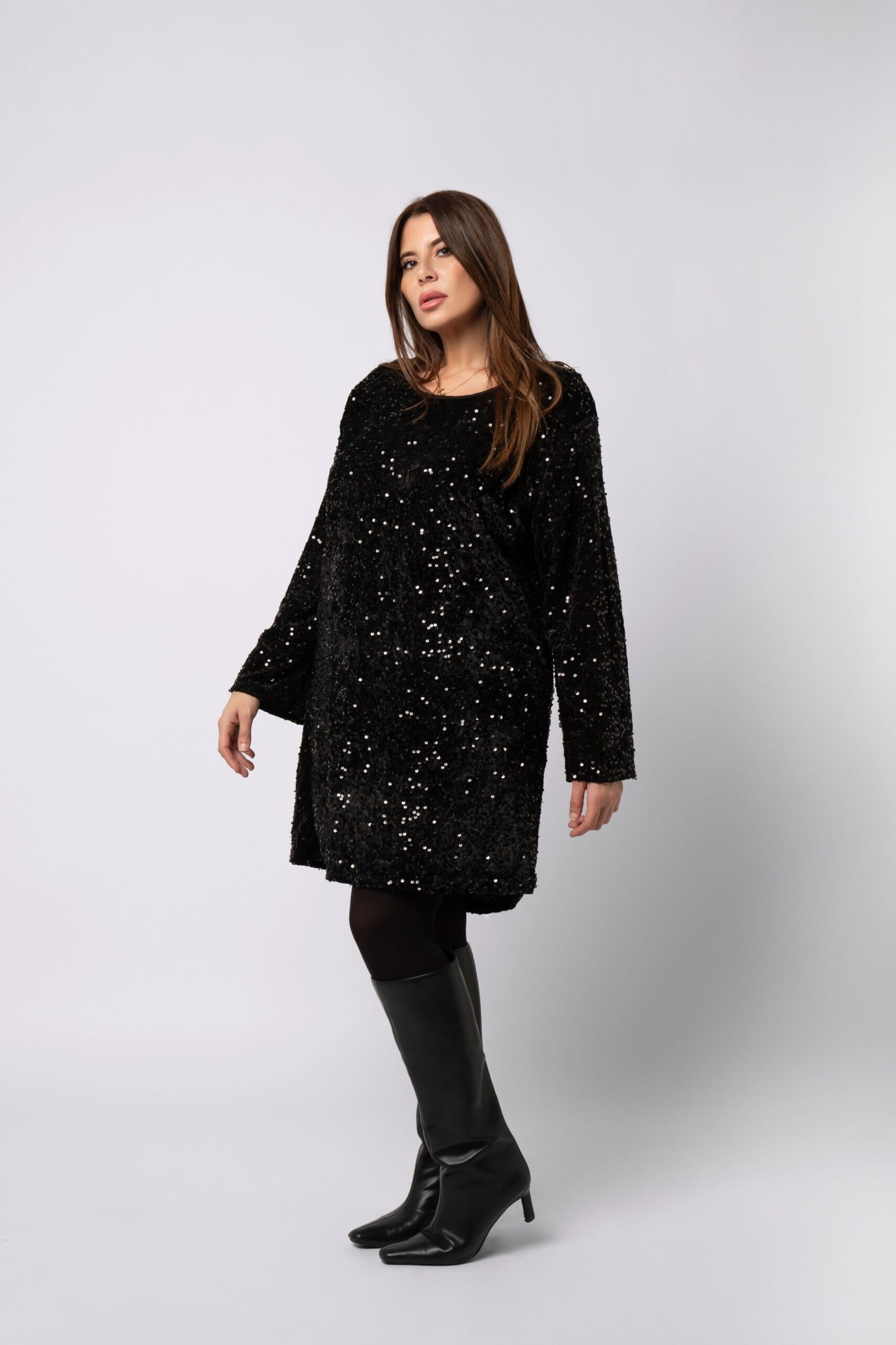 Robe Rachael face Rachael Miles Robe sequin à detail dentelle - Rachael – Image 1