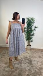 Robe à bretelles imprimé feuillage - VELMA – Image 2