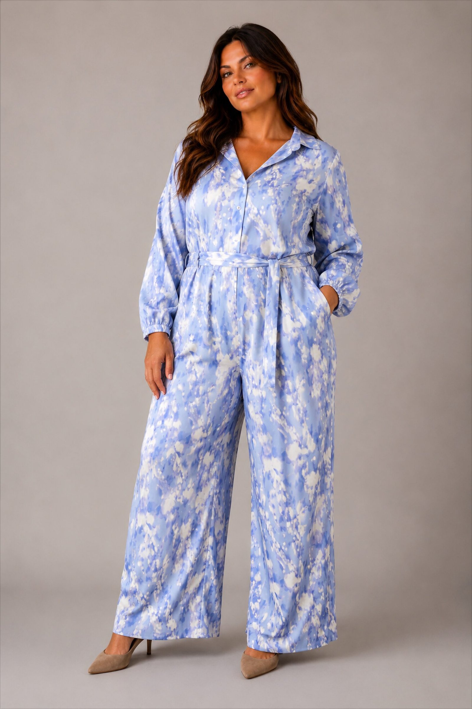Combinaison EMMA grande taille bleu face Rachael Miles Paris Combinaison Pantalon - EMMA Grande Taille – Image 1