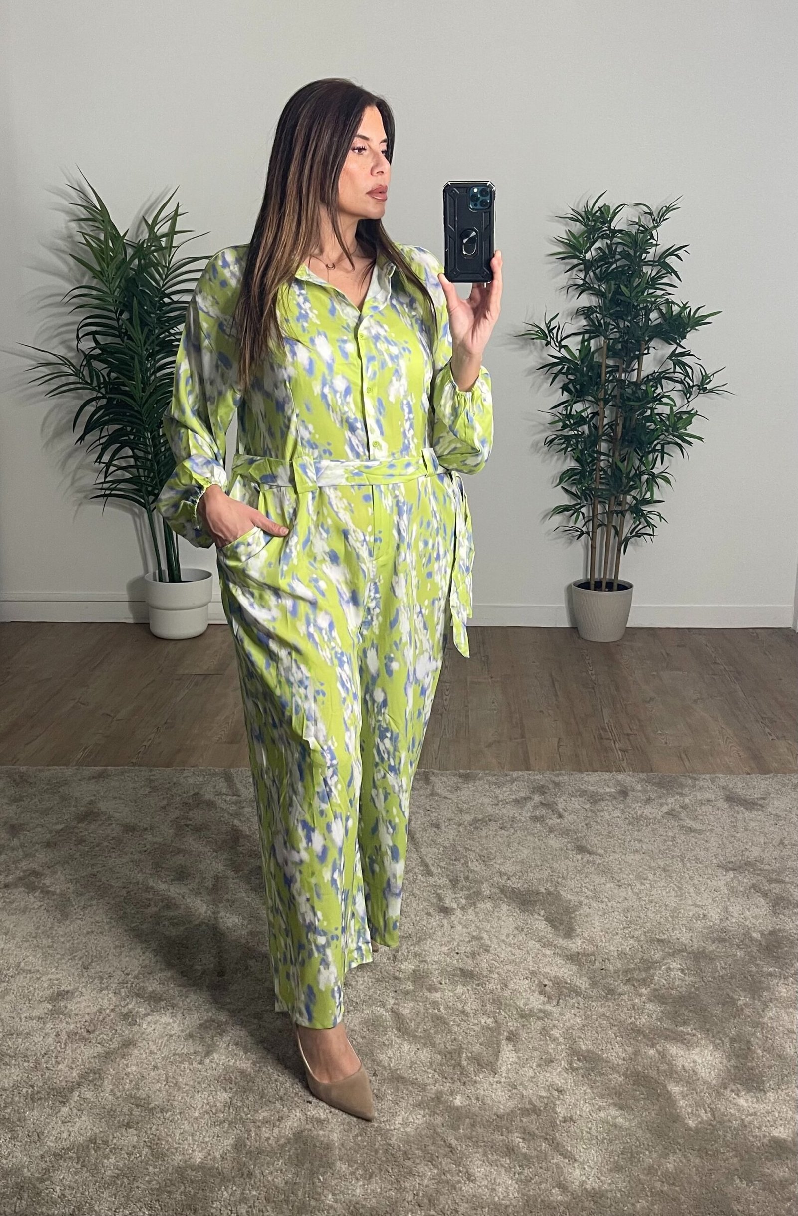 Combinaison Emma Verte Face Grande Taille Femme Rachael Miles Combinaison Pantalon - EMMA Grande Taille – Image 1