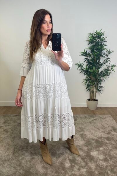 Robe Boheme Esmeralda Blanche grande taille coton