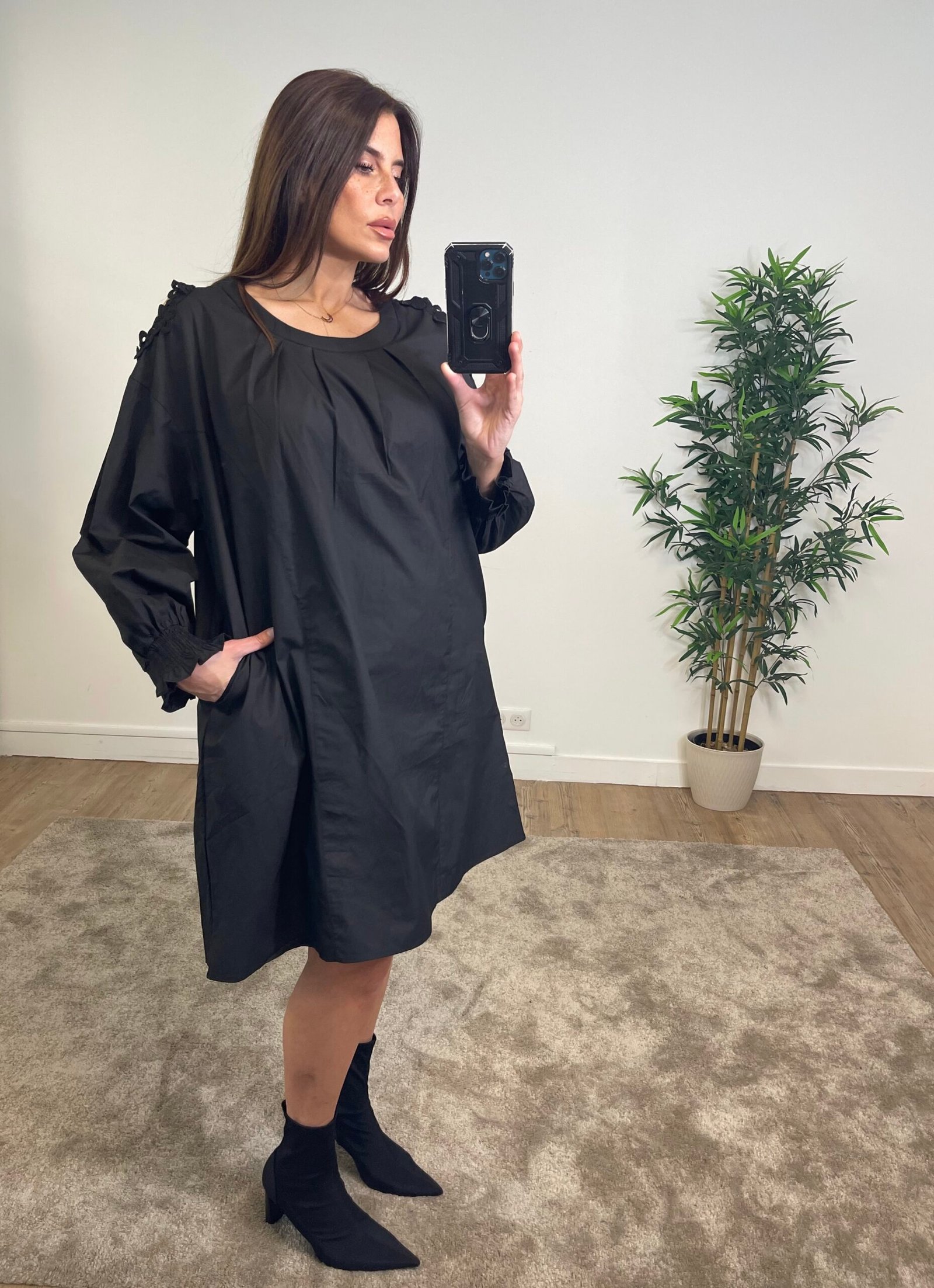 Robe Ophélie Profil noire Grande Taille Rachael Miles Robe coton - OPHÉLIE – Image 1