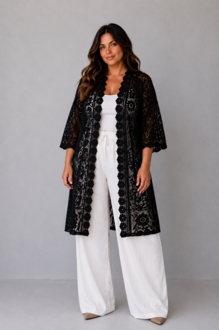 GILET KIMONO DENTELLE - IBIZA