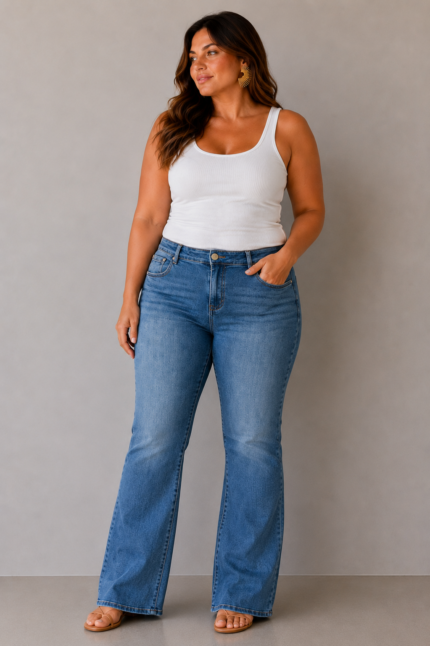 Jean bleu coupe Flare – FLAVIE
