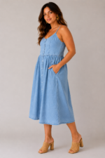 Robe bretelles réglables en jean - ARIANNE – Image 3