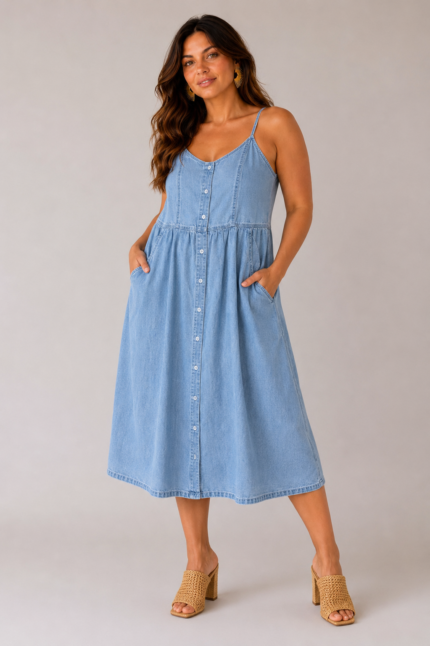Robe bretelles réglables en jean - ARIANNE