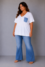 T-shirt avec poche jean - AZUR