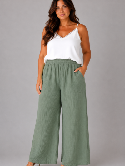 Pantalon ALMA kaki- face