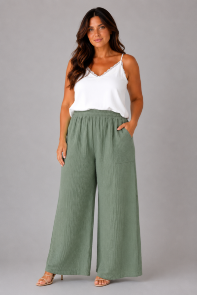 Pantalon ALMA kaki- face