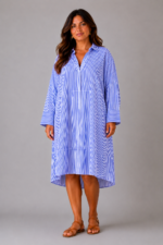 Robe bleu rayures MARINA - face