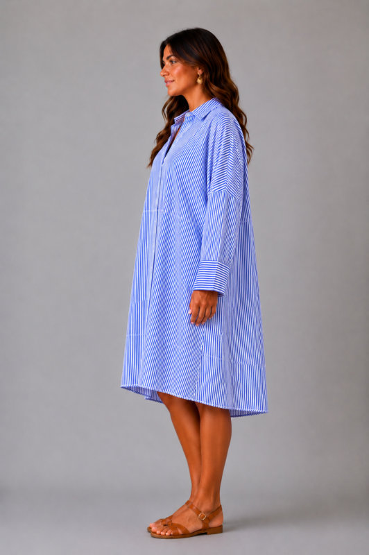 Robe bleue rayures MARINA - profil