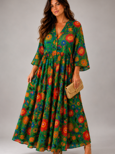Robe longue à fleurs - ROSALIA
