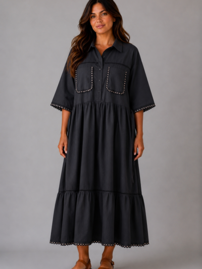 Robe noire AMÉLIA - face
