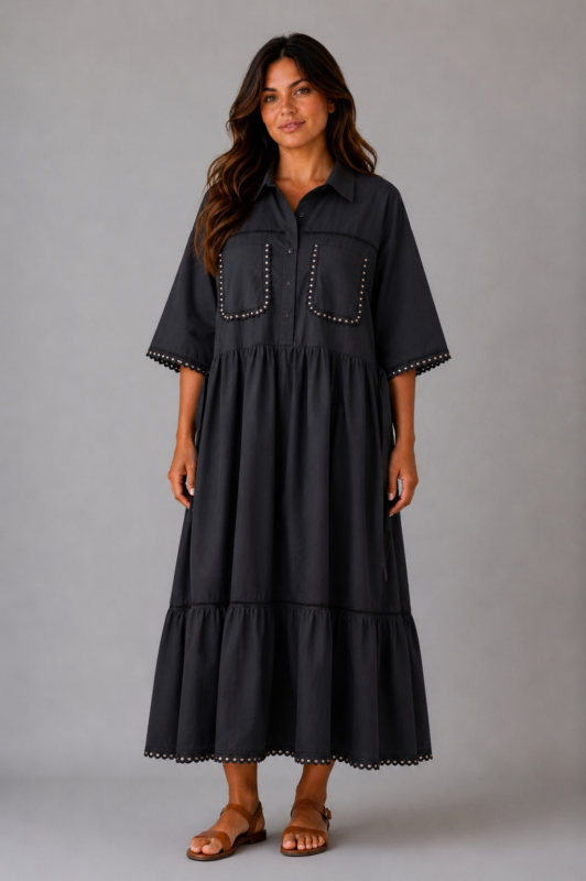 Robe noire AMÉLIA - face