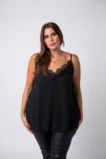 Débardeur dentelle transparent noir - Elvira