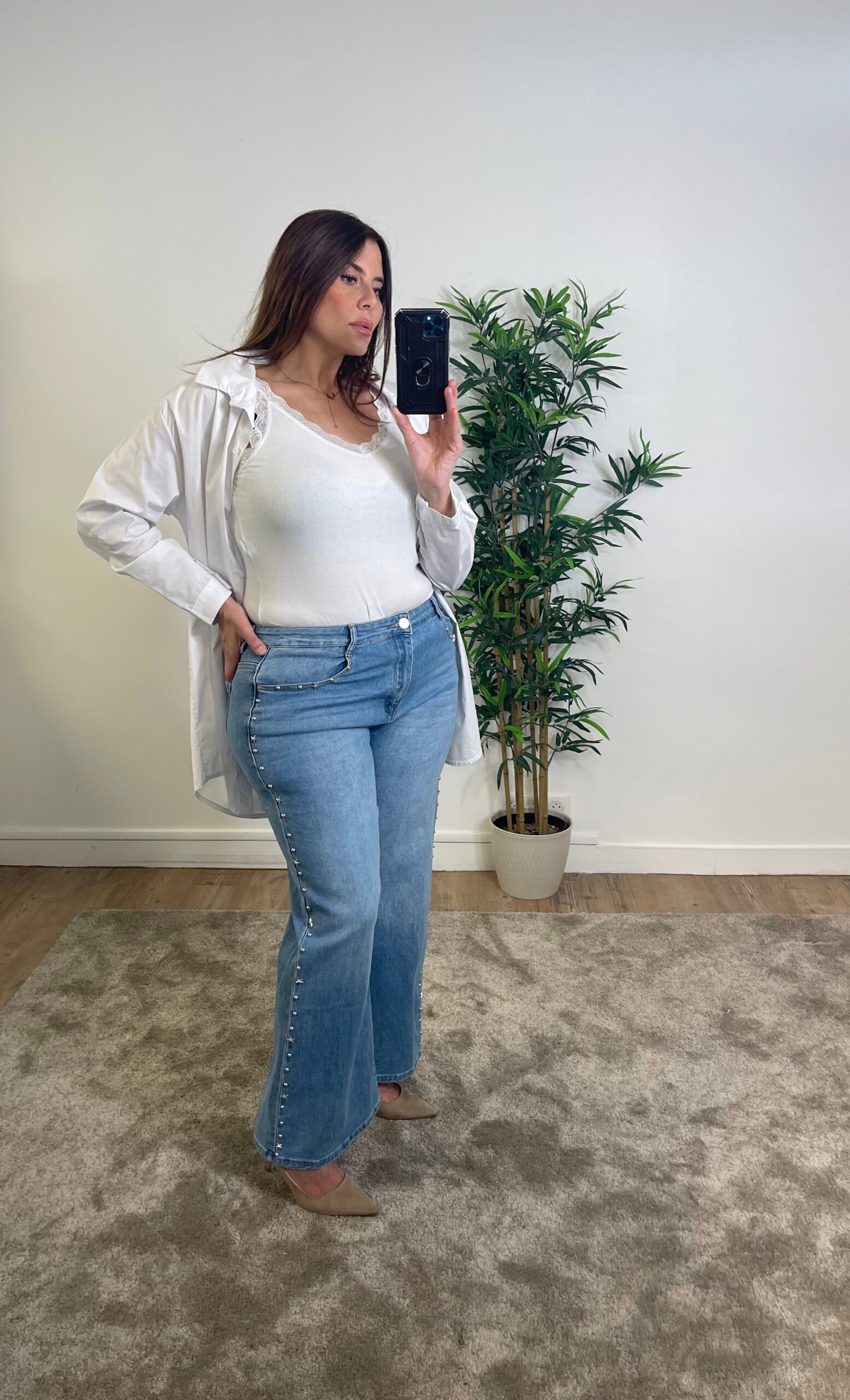 Jean Lola Face Jean clouté wide leg - LOLA – Image 1
