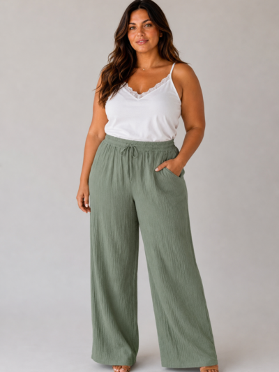 Pantalon gaze de coton kaki - ALMA