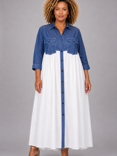 Robe chemisier bicolore - BETTY